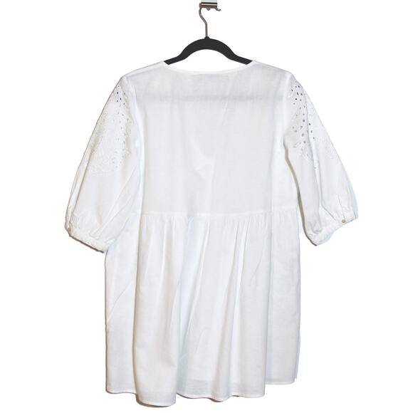 ZARA White Lace Babydoll Top Size Medium - Picture 2 of 2